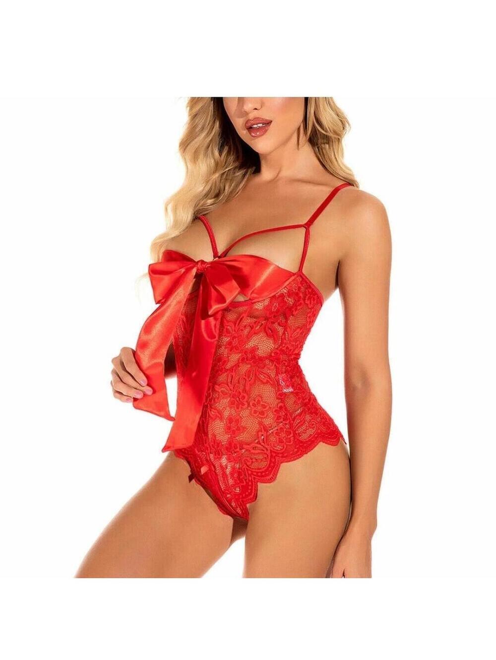 Lace baby doll lingerie size M red lace